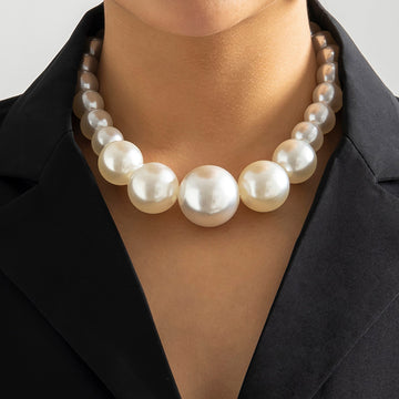N2609 - Elegant Pearl Collar Choker Necklace